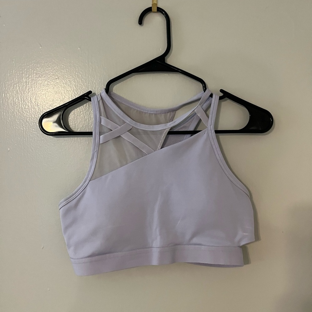 Nike Swoosh Rebel Slash High Neck Mesh Sports Bra Lavender Mist Size Medium